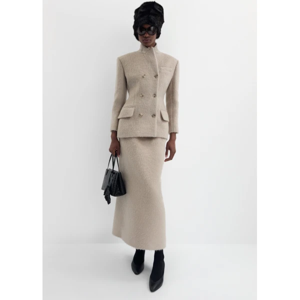 Magda Butrym Double-breasted tailored blazer in beige, view 3