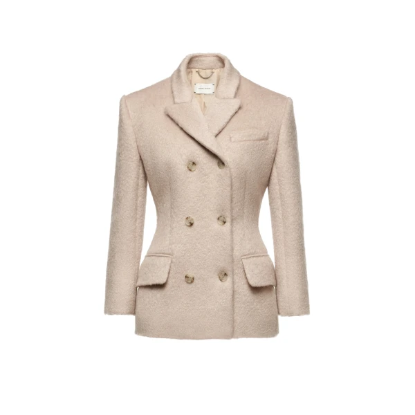 Double-breasted tailored blazer in beige
