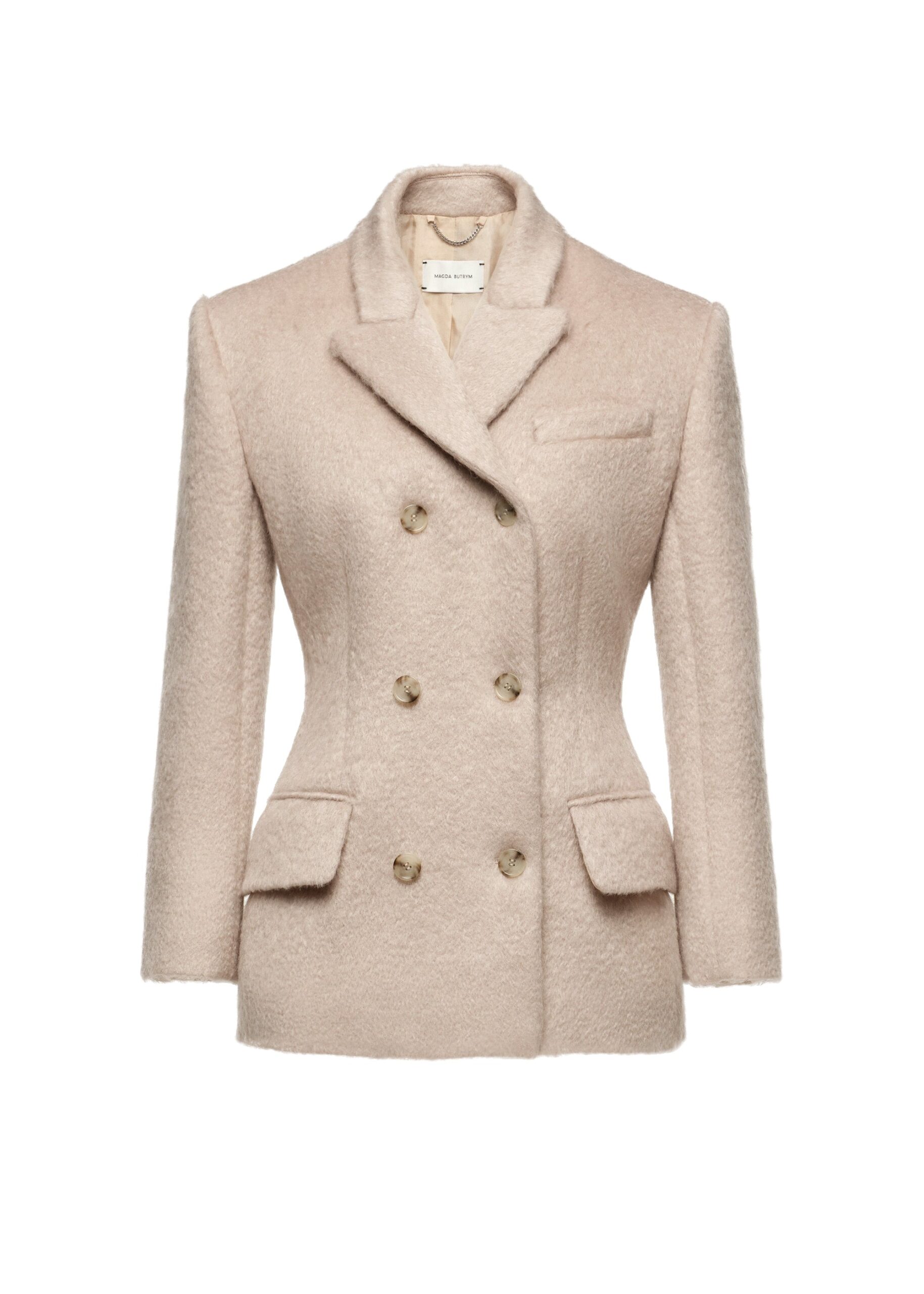 Magda Butrym Double-breasted tailored blazer in beige | Jackets | Luxury Shoes Magda Butrym Double-breasted tailored blazer in beige