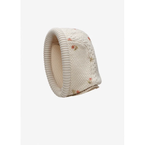 Magda Butrym Floral cable knit balaclava in cream, view 3