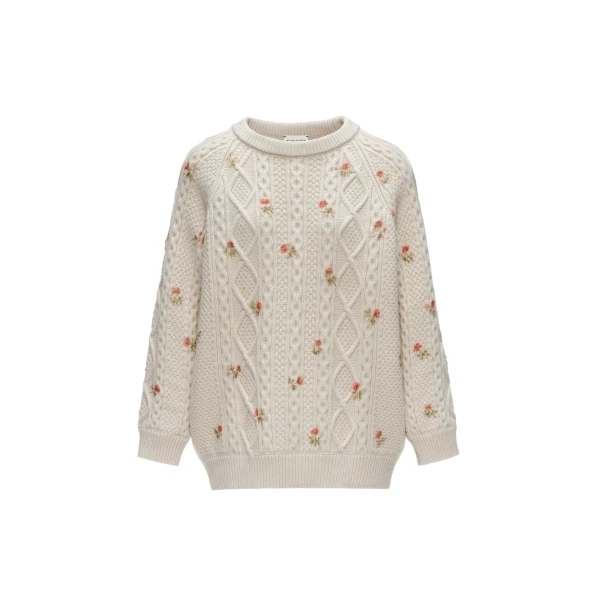 Magda Butrym Floral cable knit sweater in cream