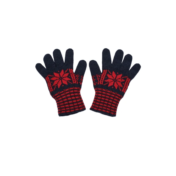 Geometric knit gloves in red