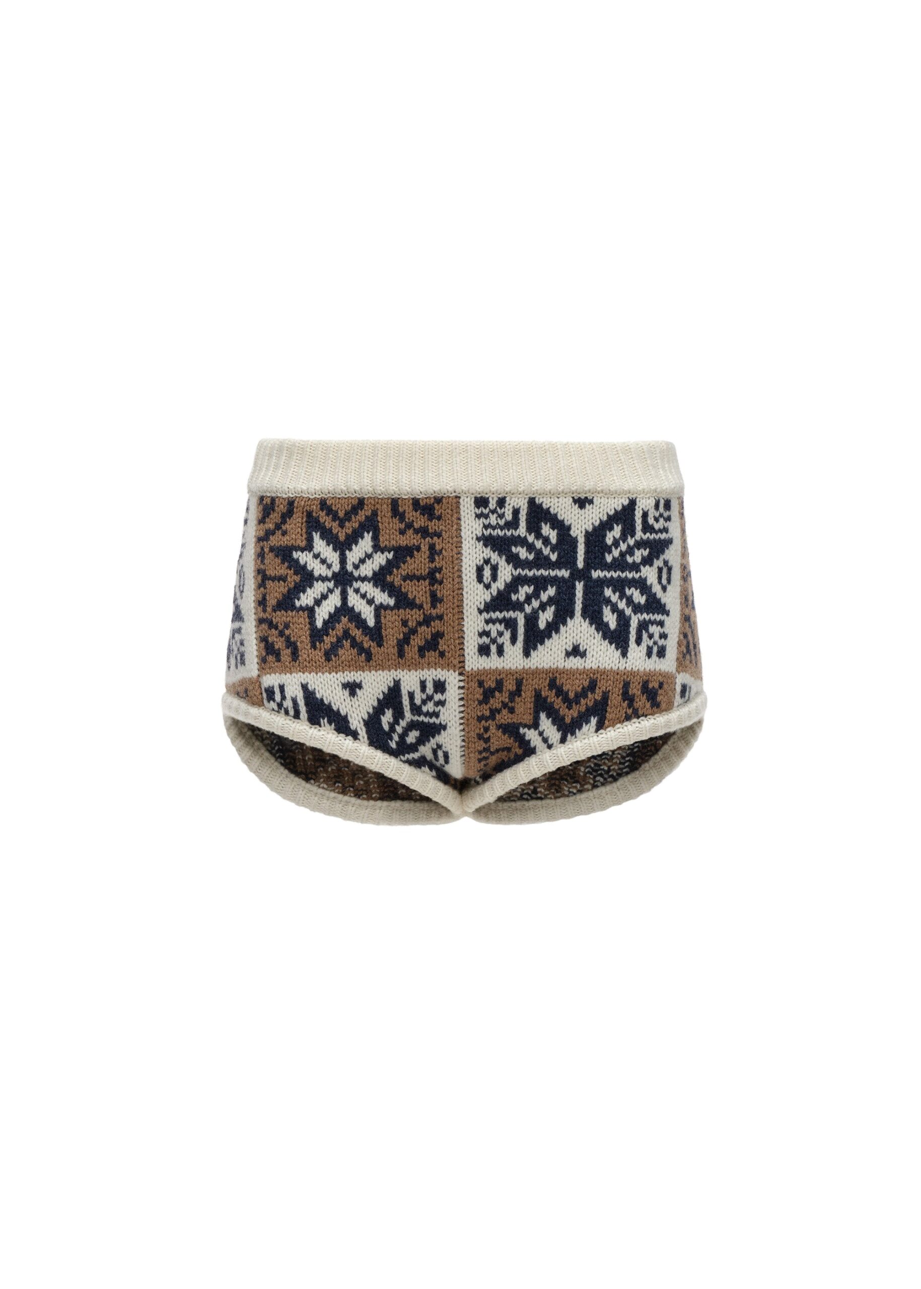 Magda Butrym Geometric knit shorts in brown | Shorts | Luxury Shoes Magda Butrym Geometric knit shorts in brown