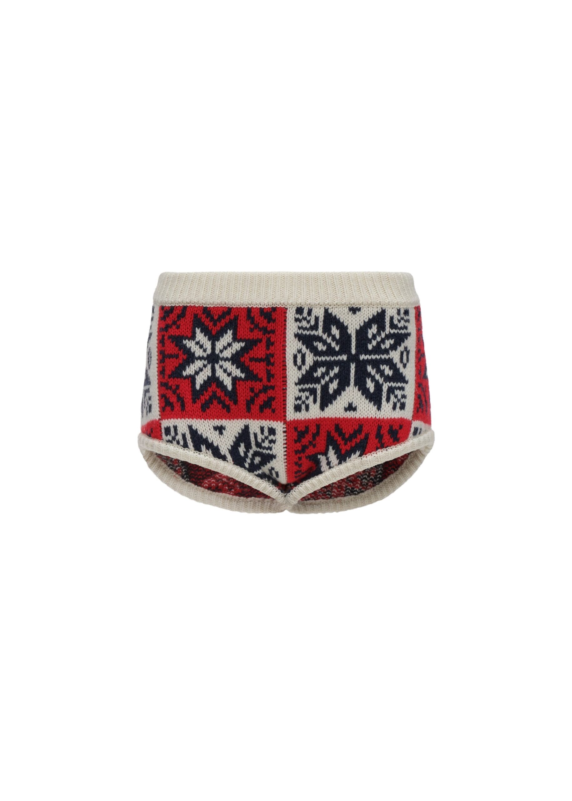 Magda Butrym Geometric knit shorts in red | Shorts | Luxury Shoes Magda Butrym Geometric knit shorts in red