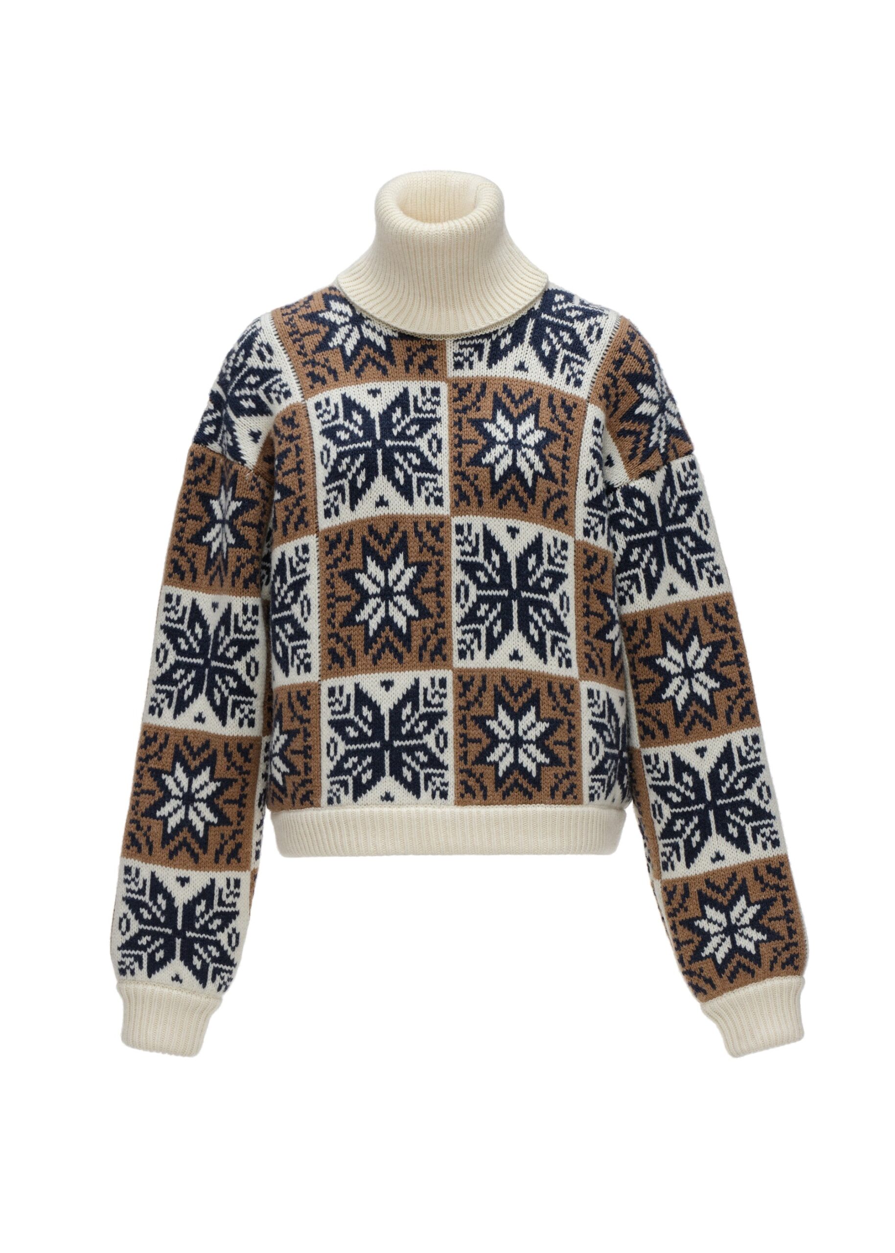 Magda Butrym Geometric turtleneck sweater in brown | Knitwear | Luxury Shoes Magda Butrym Geometric turtleneck sweater in brown