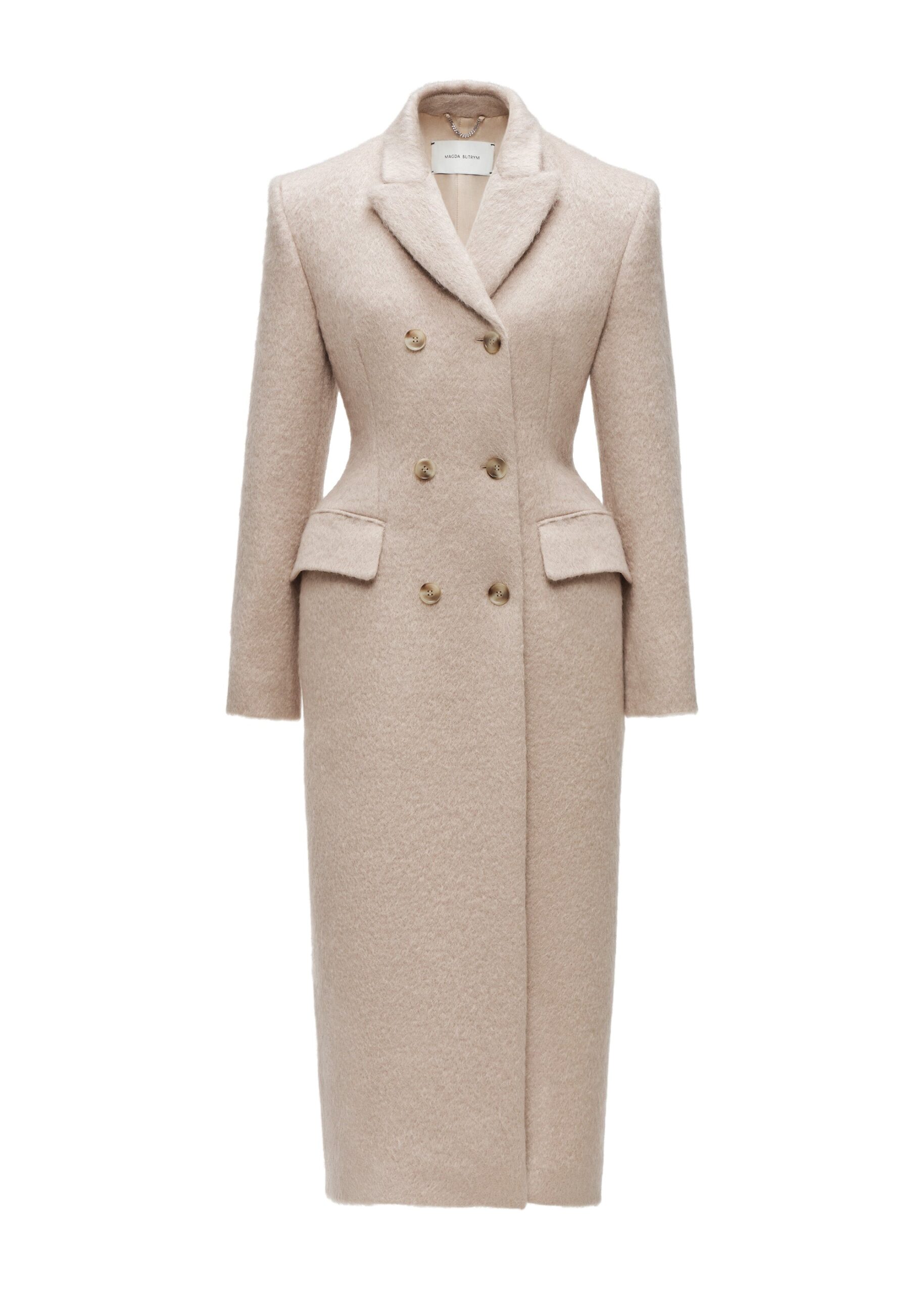 Magda Butrym Hourglass double-breasted coat in beige | Coats | Luxury Shoes Magda Butrym Hourglass double-breasted coat in beige