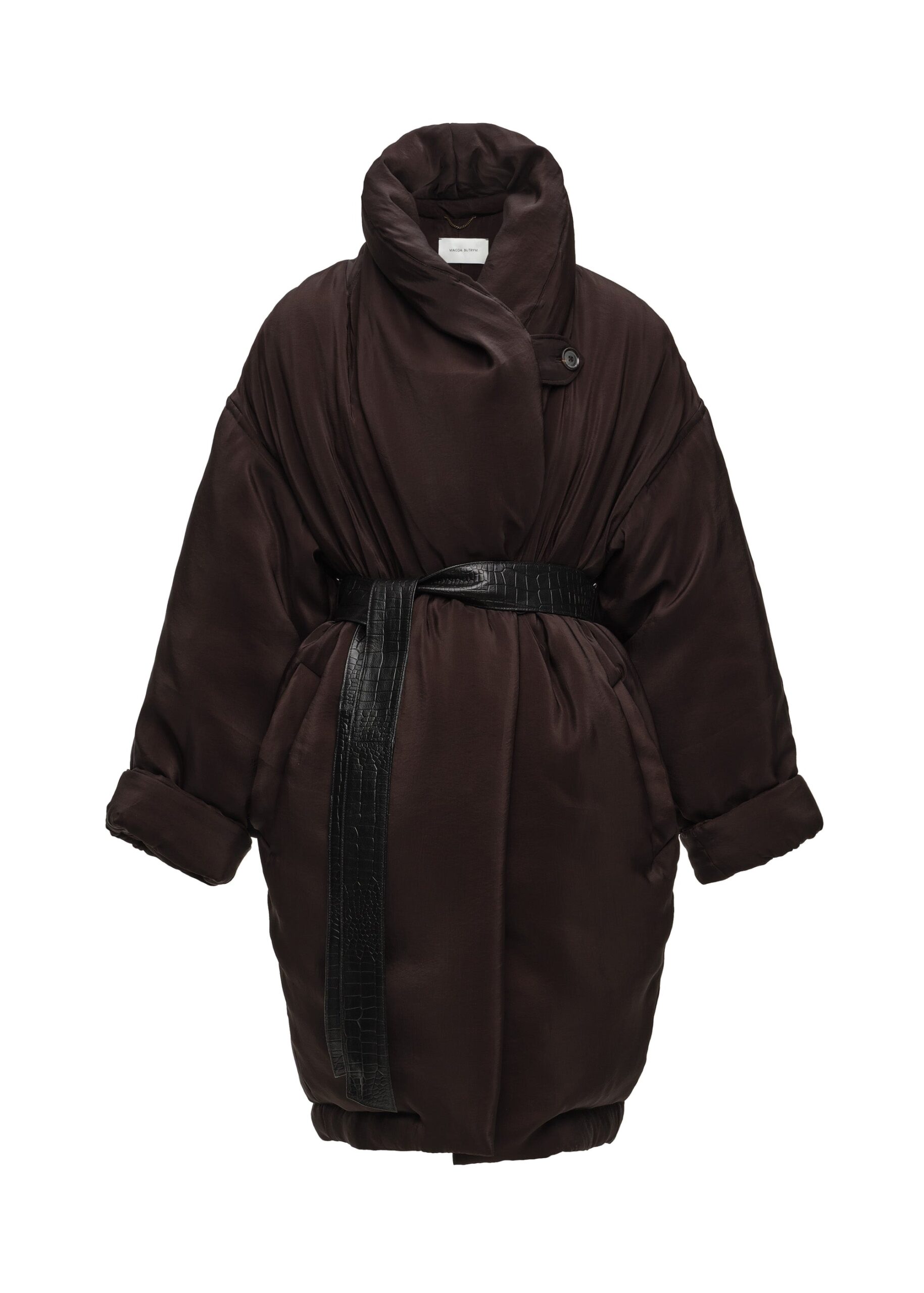 Magda Butrym Insulated coat with leather belt in brown | Coats | Luxury Shoes Magda Butrym Insulated coat with leather belt in brown