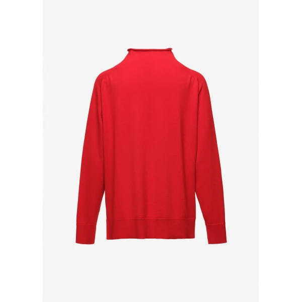 Magda Butrym Knotted wool turtleneck in red, view 2