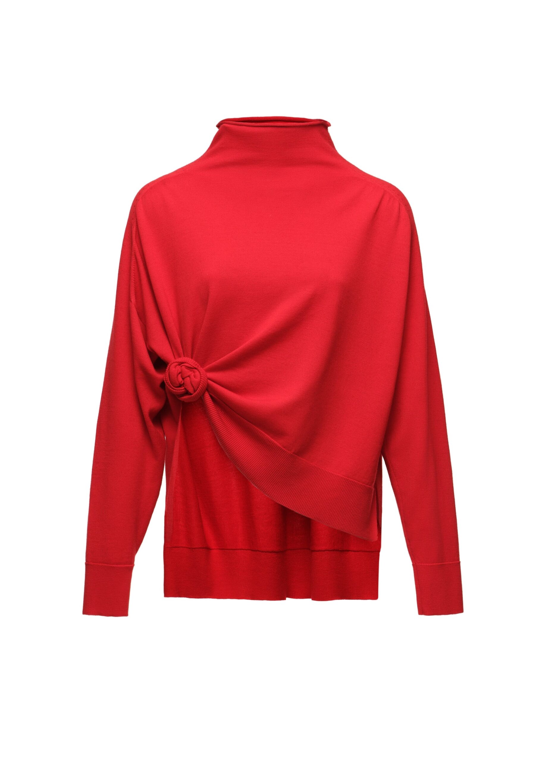Magda Butrym Knotted wool turtleneck in red | Knitwear | Luxury Shoes Magda Butrym Knotted wool turtleneck in red