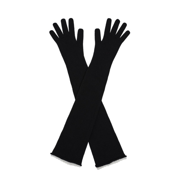 Magda Butrym Long cashmere crochet-trim gloves in black