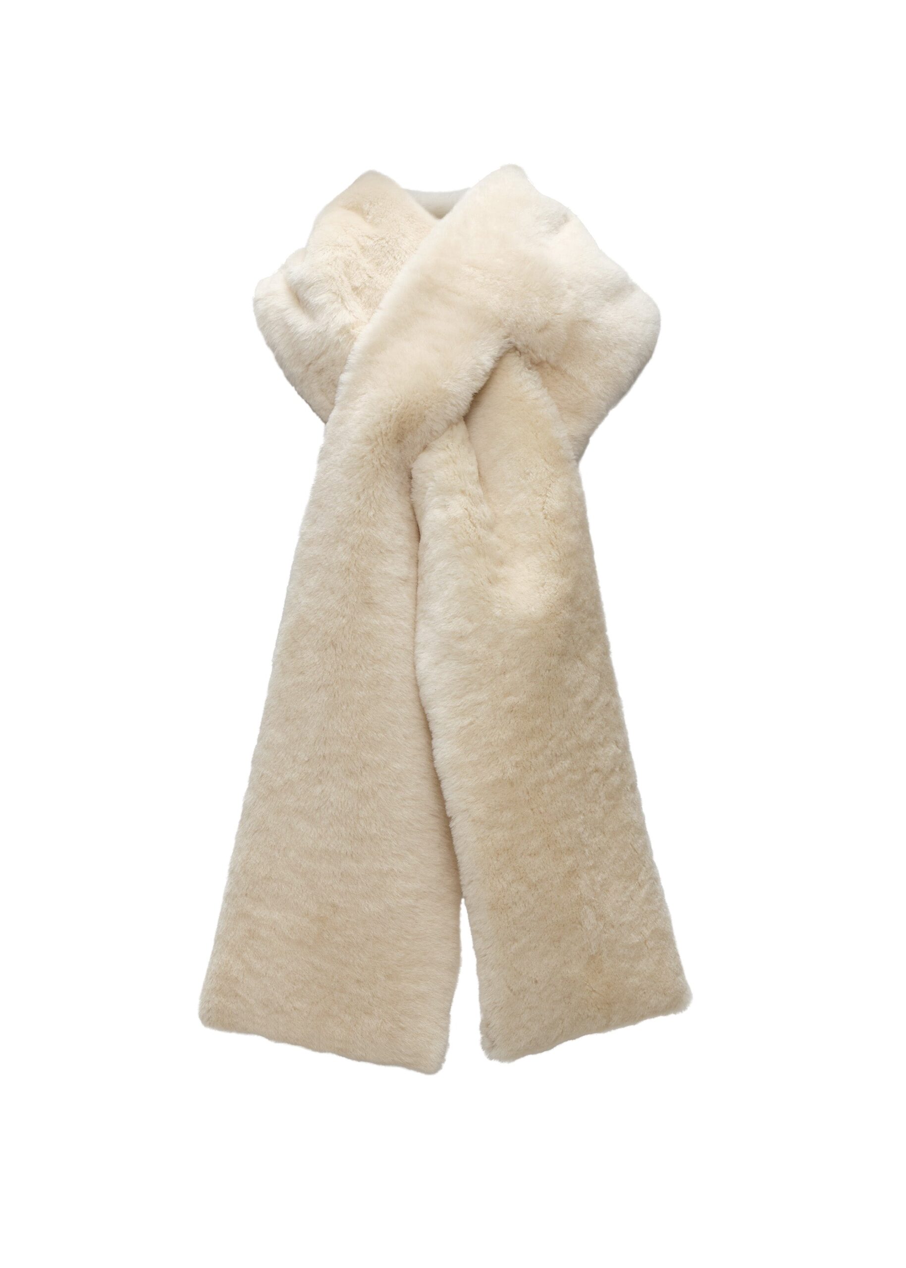 Magda Butrym Long fur scarf in cream | Accessories | Luxury Shoes Magda Butrym Long fur scarf in cream