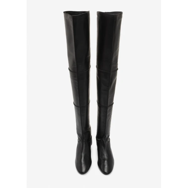 Magda Butrym Over-the-knee boots in black leather, view 3