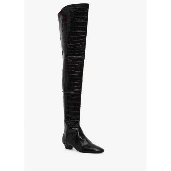 Magda Butrym Over-the-knee boots in croco-embossed leather, view 2