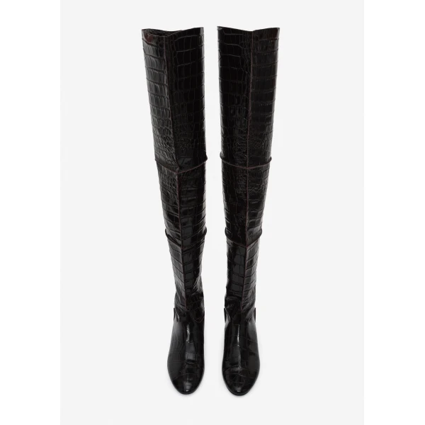 Magda Butrym Over-the-knee boots in croco-embossed leather, view 3