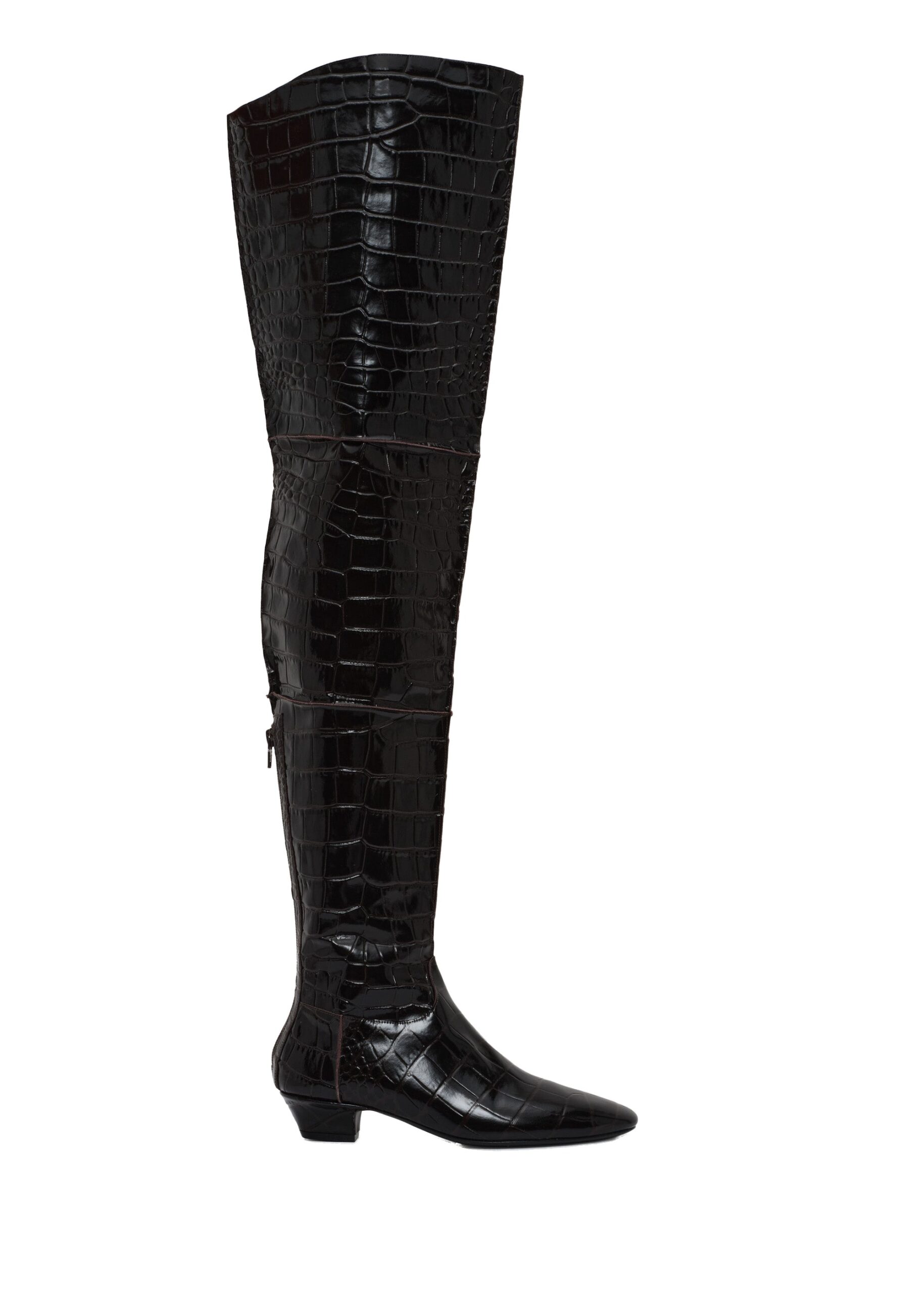 Magda Butrym Over-the-knee boots in croco-embossed leather | Shoes | Luxury Shoes Magda Butrym Over-the-knee boots in croco-embossed leather