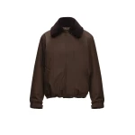 Magda Butrym Padded jacket with detachable fur collar in brown