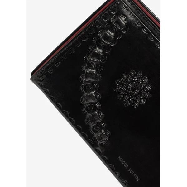Magda Butrym Podhale-style embroidered Apolonia bag in black leather with flower charm, view 5