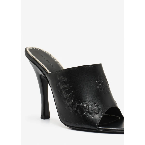 Magda Butrym Podhale-style embroidered high-heel mules in black, view 5
