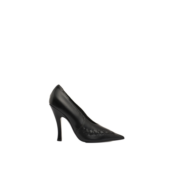 Magda Butrym Podhale-style embroidered pointed pumps in black leather