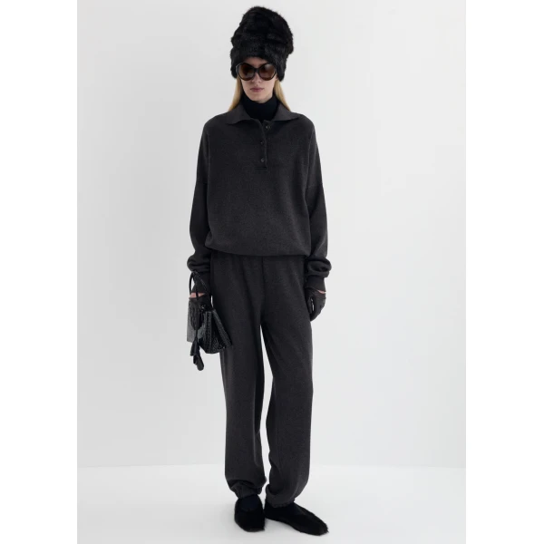 Magda Butrym Relaxed polo sweater in grey, view 3