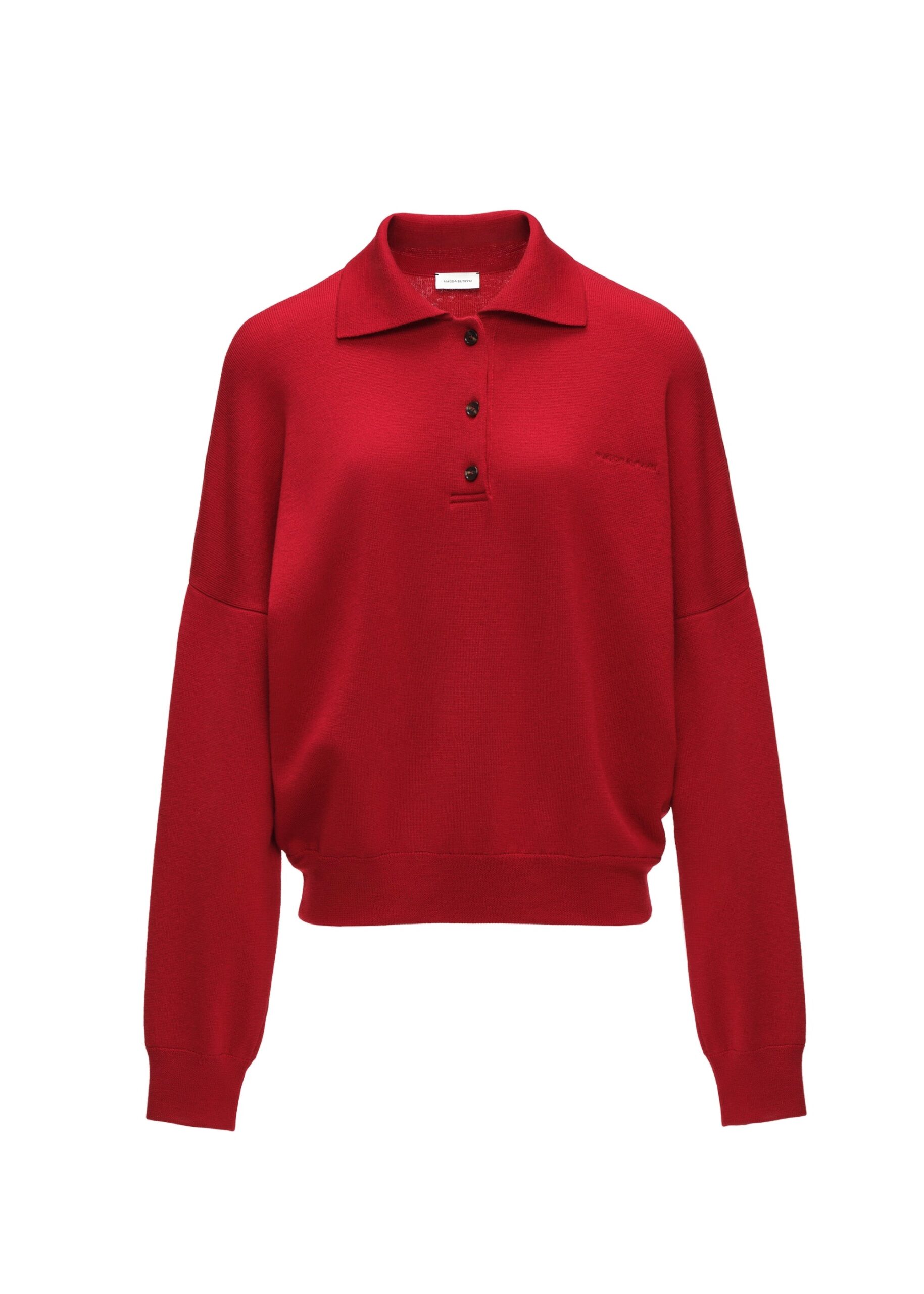 Magda Butrym Relaxed polo sweater in red | Knitwear | Luxury Shoes Magda Butrym Relaxed polo sweater in red