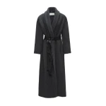 Magda Butrym Wool wrap coat with leather belt in grey