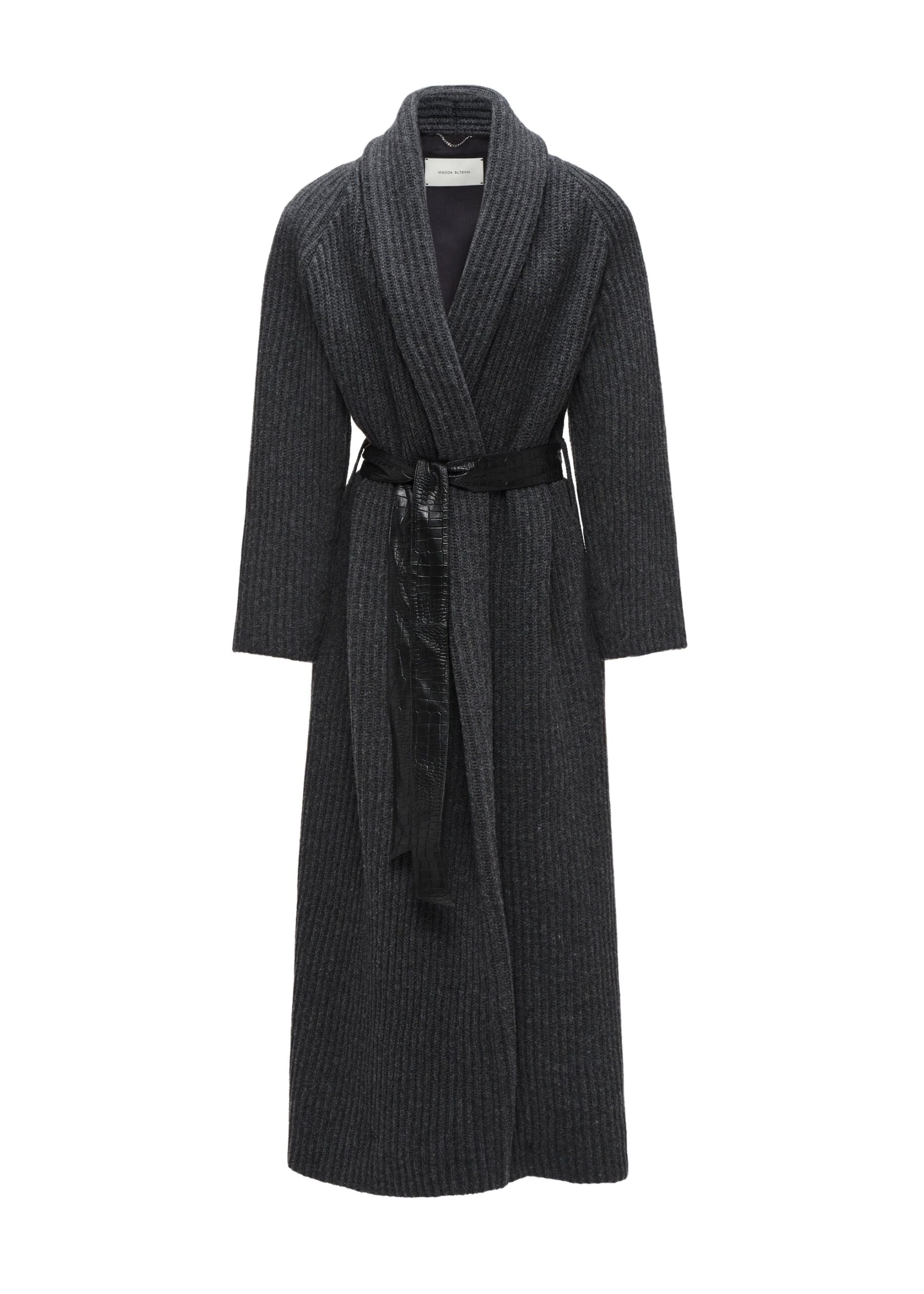 Magda Butrym Wool wrap coat with leather belt in grey | Coats | Luxury Shoes Magda Butrym Wool wrap coat with leather belt in grey