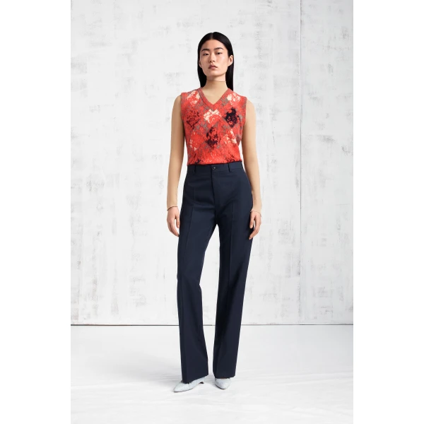 Maison Margiela Argyle Knit Sleeveless Top in Red | Sweaters | Luxury Shoes 
