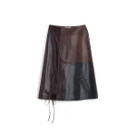 Maison Margiela Assemblage Calf Leather Midi Skirt in Brown | Luxury Shoes 