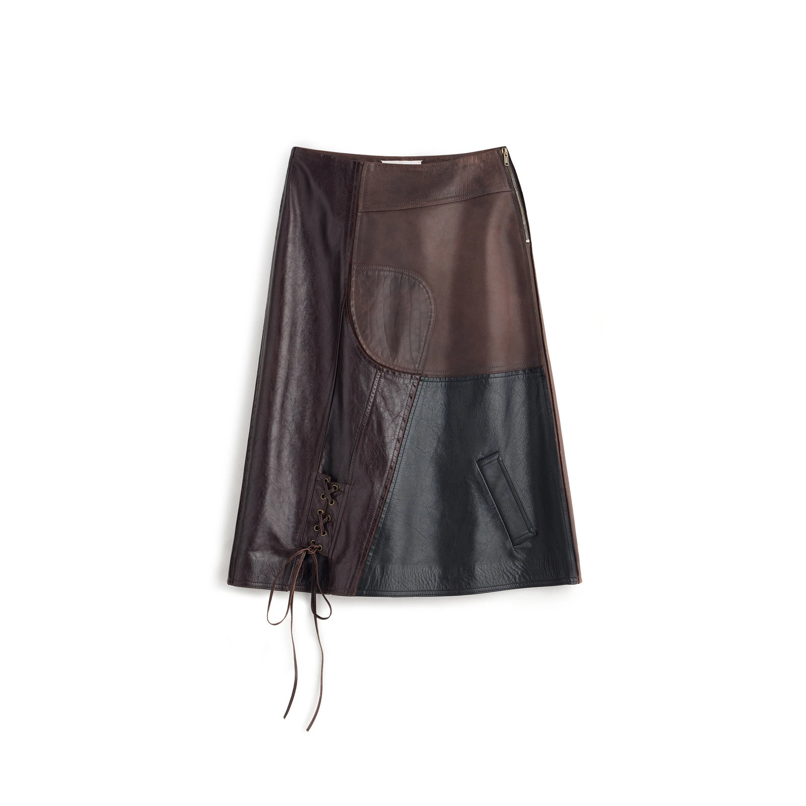 Maison Margiela Assemblage Calf Leather Midi Skirt in Brown Maison Margiela Assemblage Calf Leather Midi Skirt in Brown | Luxury Shoes