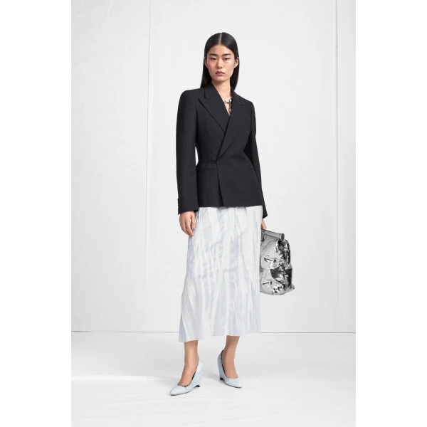 Maison Margiela Belted Peak-Lapel Wool Blazer in Dark Grey | Blazers | Luxury Shoes 