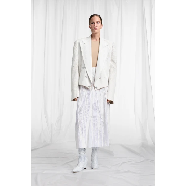 Maison Margiela Bianchetto Double-Breasted Wool Blazer in Pink Beige | Blazers | Luxury Shoes 