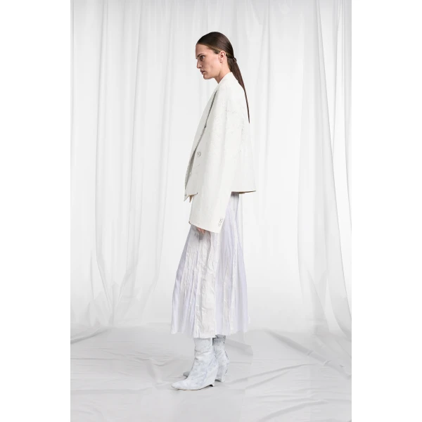 Maison Margiela Bianchetto Double-Breasted Wool Blazer in Pink Beige | Blazers | Luxury Shoes 