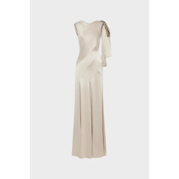 Maison Margiela Bias-Cut Evening Gown in Brown Check | Evening Gowns | Luxury Shoes 
