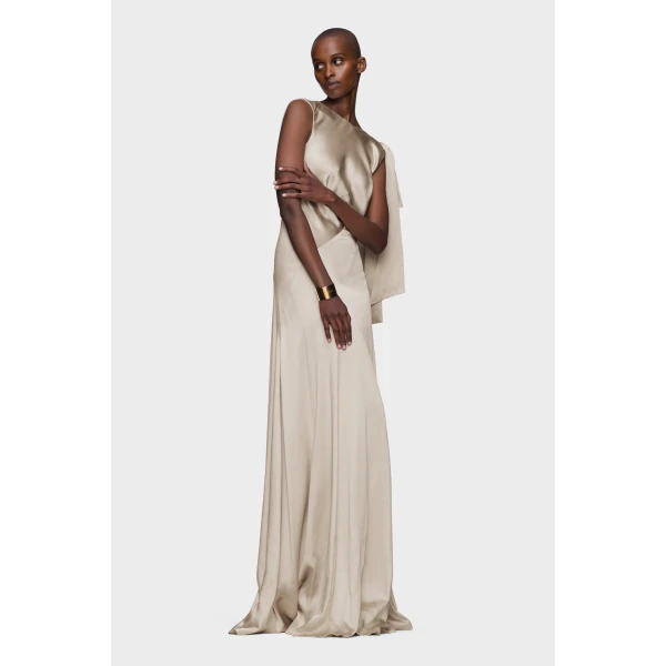 Maison Margiela Bias-Cut Evening Gown in Brown Check | Evening Gowns | Luxury Shoes 