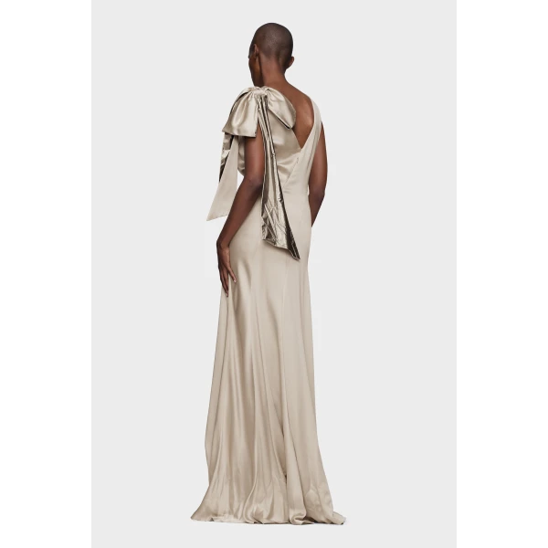 Maison Margiela Bias-Cut Evening Gown in Brown Check | Evening Gowns | Luxury Shoes 