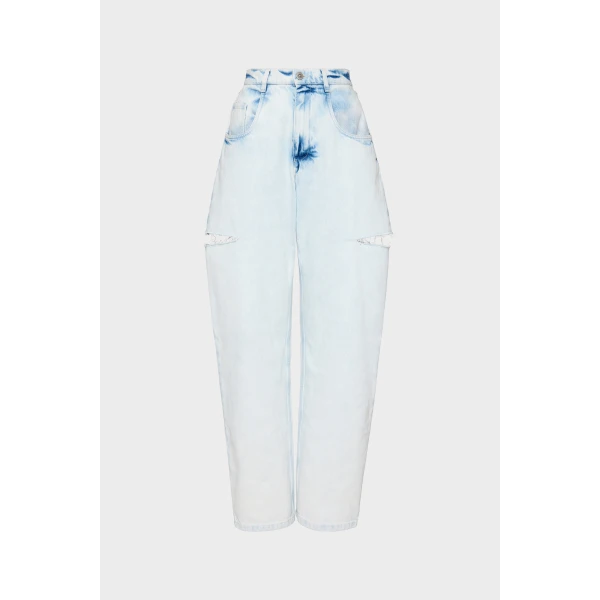 Maison Margiela Bleached Cut-Out Jeans in Light Indigo | Denim | Luxury Shoes 