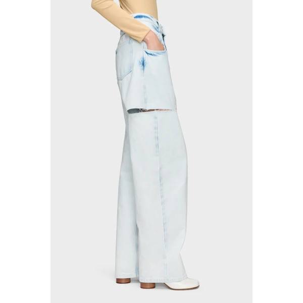 Maison Margiela Bleached Cut-Out Jeans in Light Indigo | Denim | Luxury Shoes 