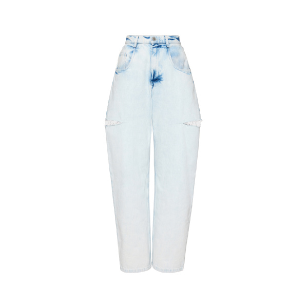 Maison Margiela Bleached Cut-Out Jeans in Light Indigo | Luxury Shoes 