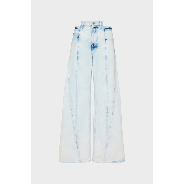 Maison Margiela Bleached Spliced Jeans in Light Indigo | Denim | Luxury Shoes 