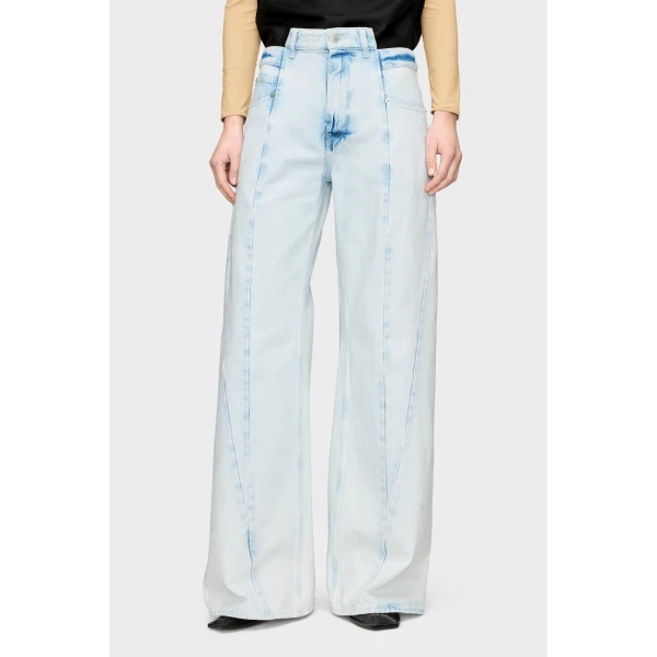 Maison Margiela Bleached Spliced Jeans in Light Indigo | Denim | Luxury Shoes 