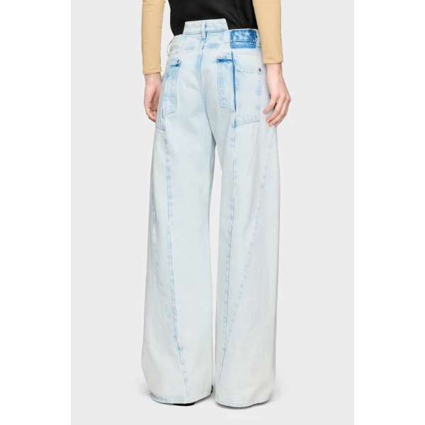 Maison Margiela Bleached Spliced Jeans in Light Indigo | Denim | Luxury Shoes 