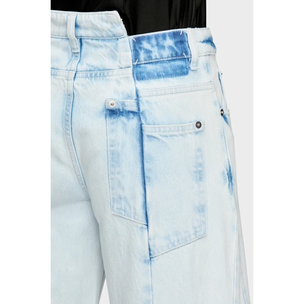 Maison Margiela Bleached Spliced Jeans in Light Indigo | Denim | Luxury Shoes 