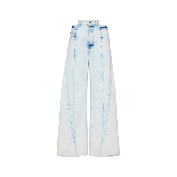 Maison Margiela Bleached Spliced Jeans in Light Indigo | Luxury Shoes 