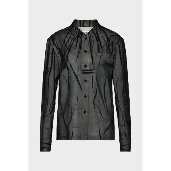 Maison Margiela Bonded Crease Long-Sleeve Shirt in Black | Shirts | Luxury Shoes 