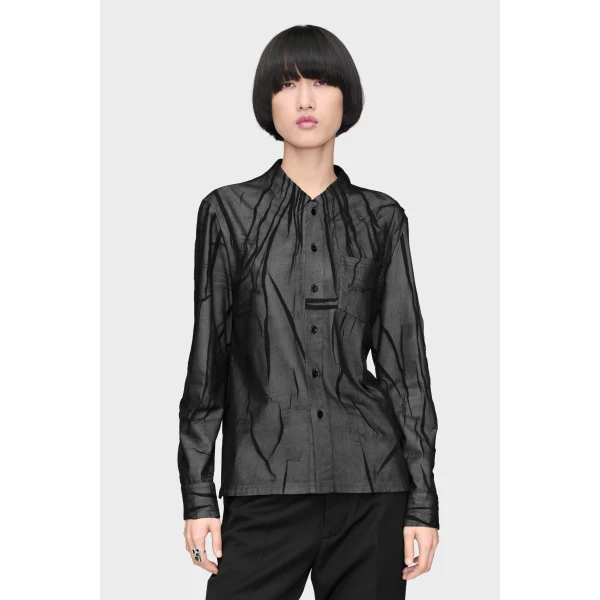 Maison Margiela Bonded Crease Long-Sleeve Shirt in Black | Shirts | Luxury Shoes 
