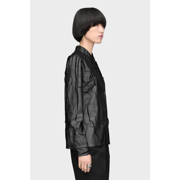 Maison Margiela Bonded Crease Long-Sleeve Shirt in Black | Shirts | Luxury Shoes 