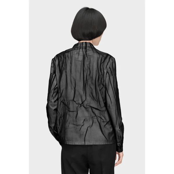 Maison Margiela Bonded Crease Long-Sleeve Shirt in Black | Shirts | Luxury Shoes 