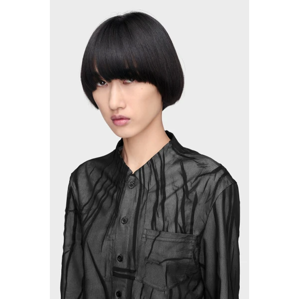 Maison Margiela Bonded Crease Long-Sleeve Shirt in Black | Shirts | Luxury Shoes 