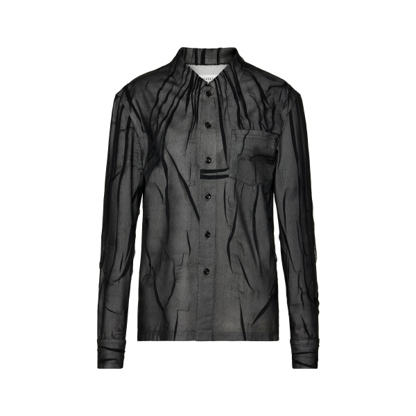 Maison Margiela Bonded Crease Long-Sleeve Shirt in Black | Luxury Shoes 